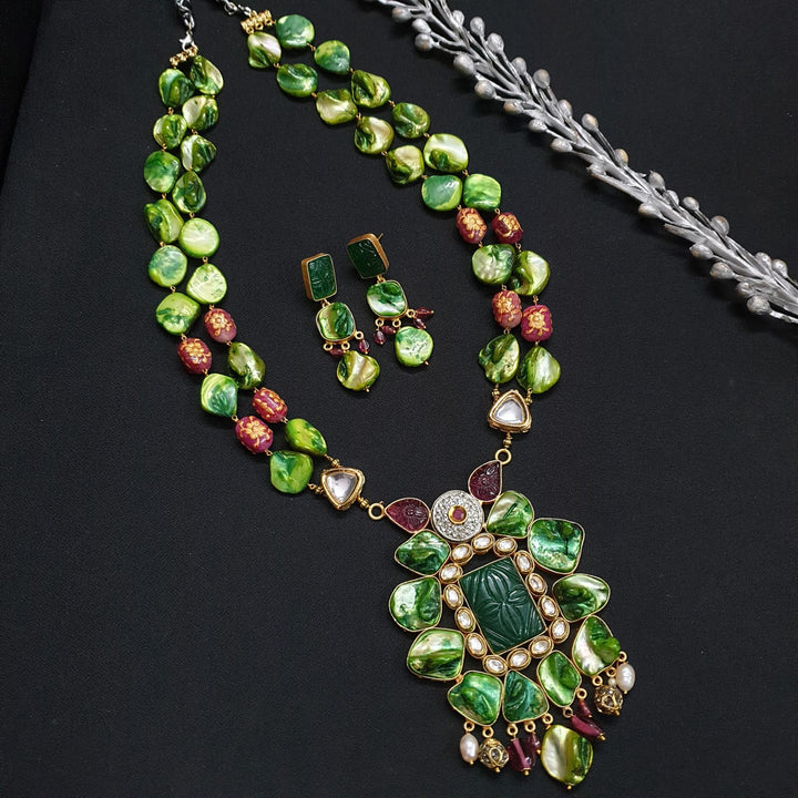 Mother of Pearl Green | Beaded Fusion Pendant Set Collection