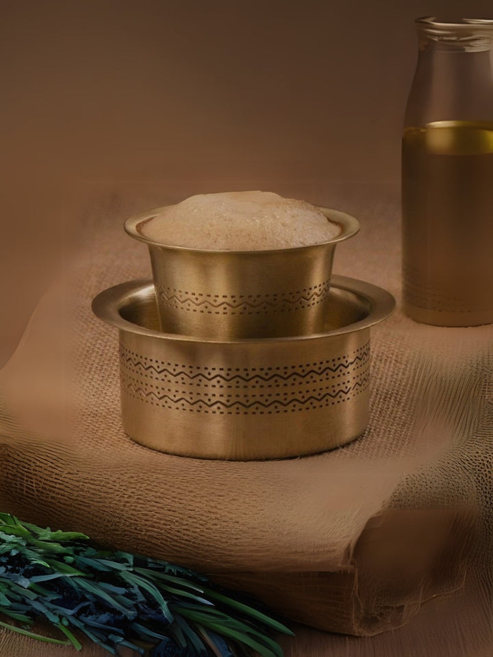 Etched Brass Serving Set | Malabar Dabara Coffee Cups Set of 2