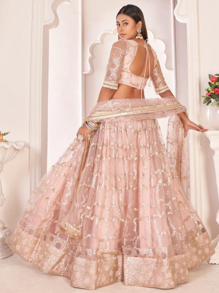 Awesome Light Pink Thread | Embroidered Butterfly Net Lehenga Choli Style Statement