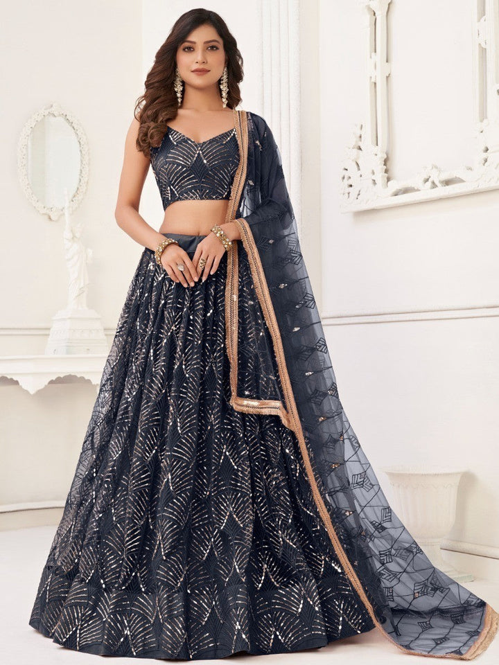 Astonishing Black Sequins Net | Party Wear Lehenga Choli with Dupatta Luxury Wear