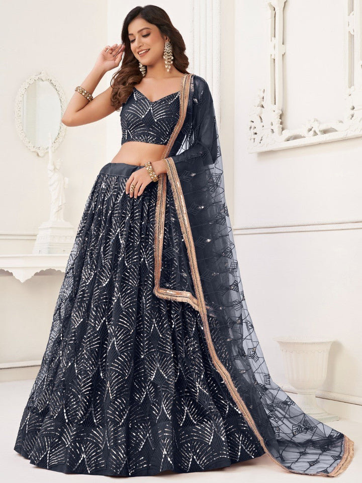 Astonishing Black Sequins Net | Party Wear Lehenga Choli with Dupatta Luxury Wear
