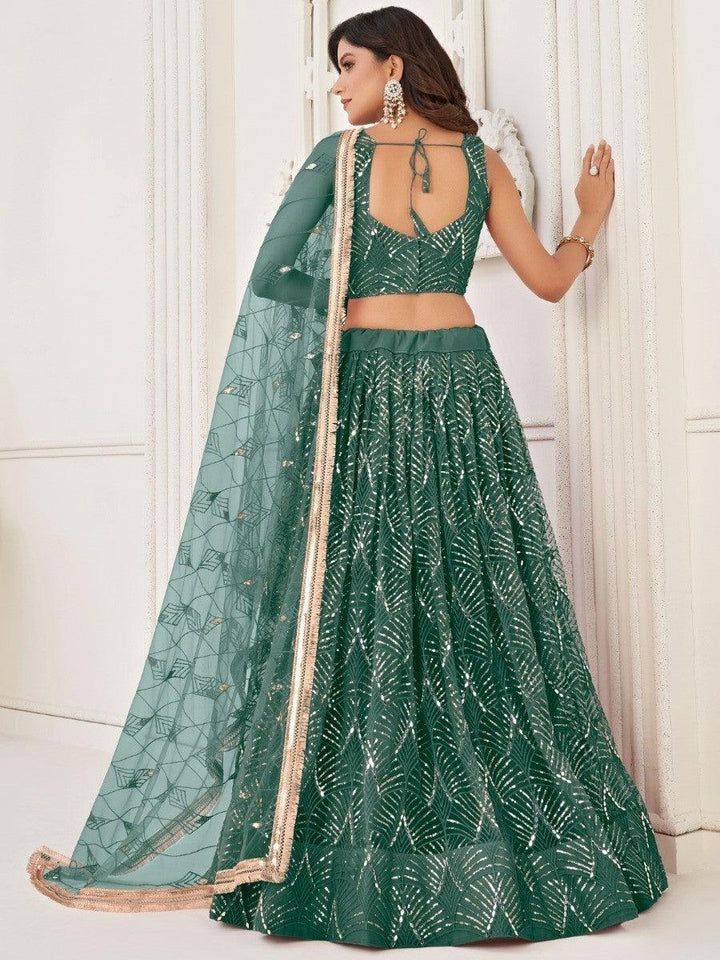 Impressive Green Sequins Net | Traditional Lehenga Choli With Dupatta Signature Design
