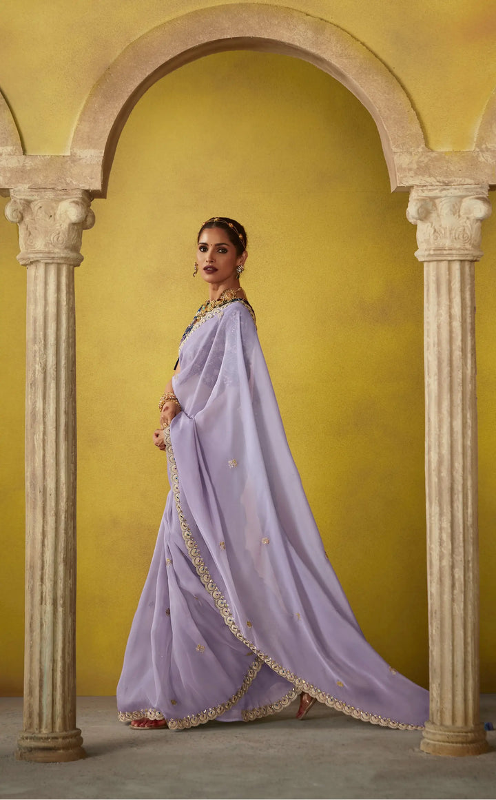 Charming Lavender Saree with Dori & Thread Work – Ideal for Weddings and Parties