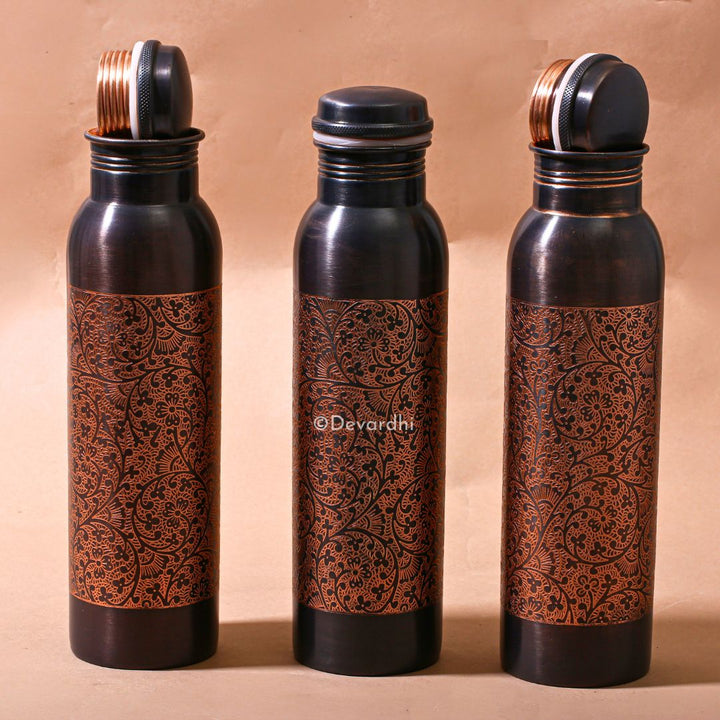 Antique Embossed Copper Hydration Vessel | Eco-Friendly Water Bottle