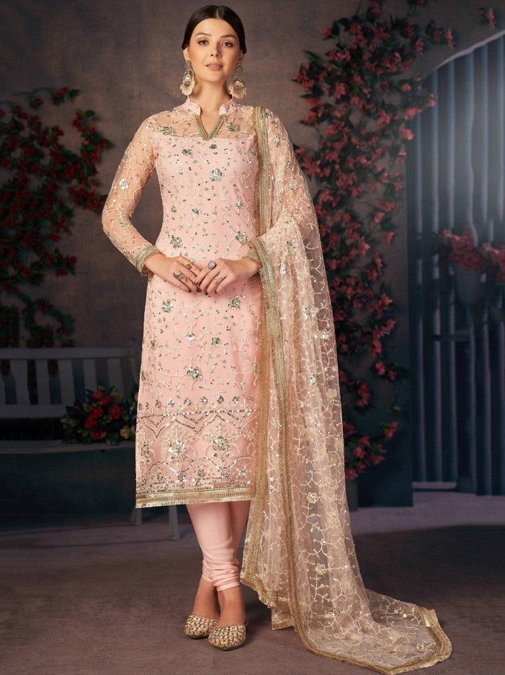 Wonderful Light Peach Thread | Embroidery Readymade Salwaar Kameez Collection