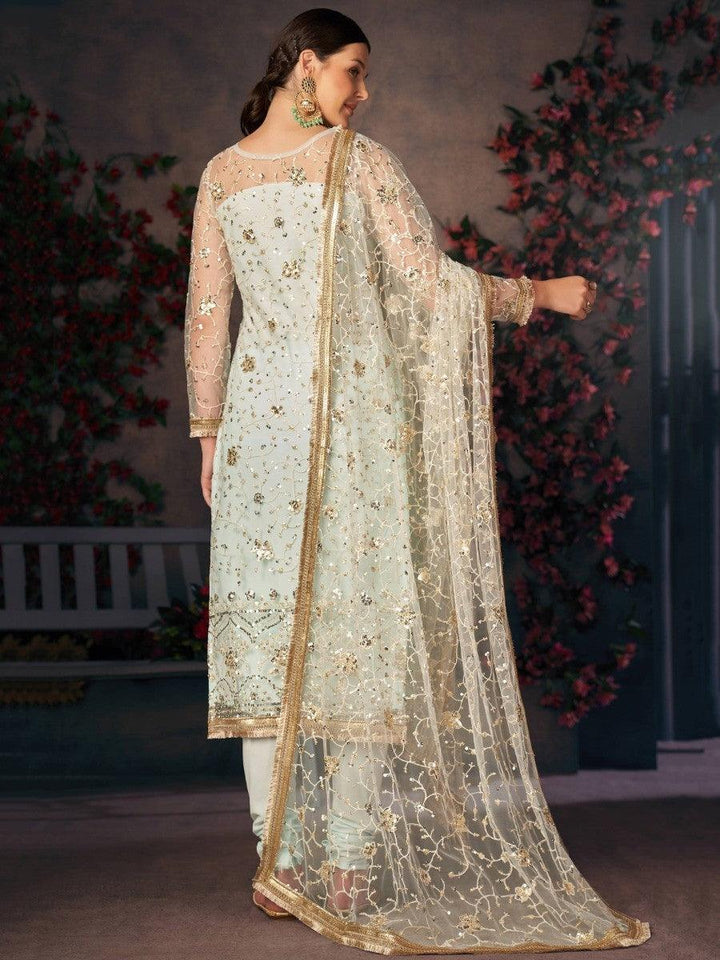 Comforting Light Sea Green | Thread Embroidery Readymade Salwaar Kameez Style Statement