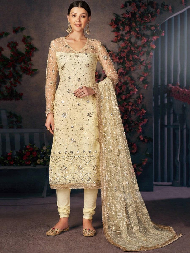 Precious Lemon Yellow Thread | Embroidery Readymade Salwaar Kameez Style Statement