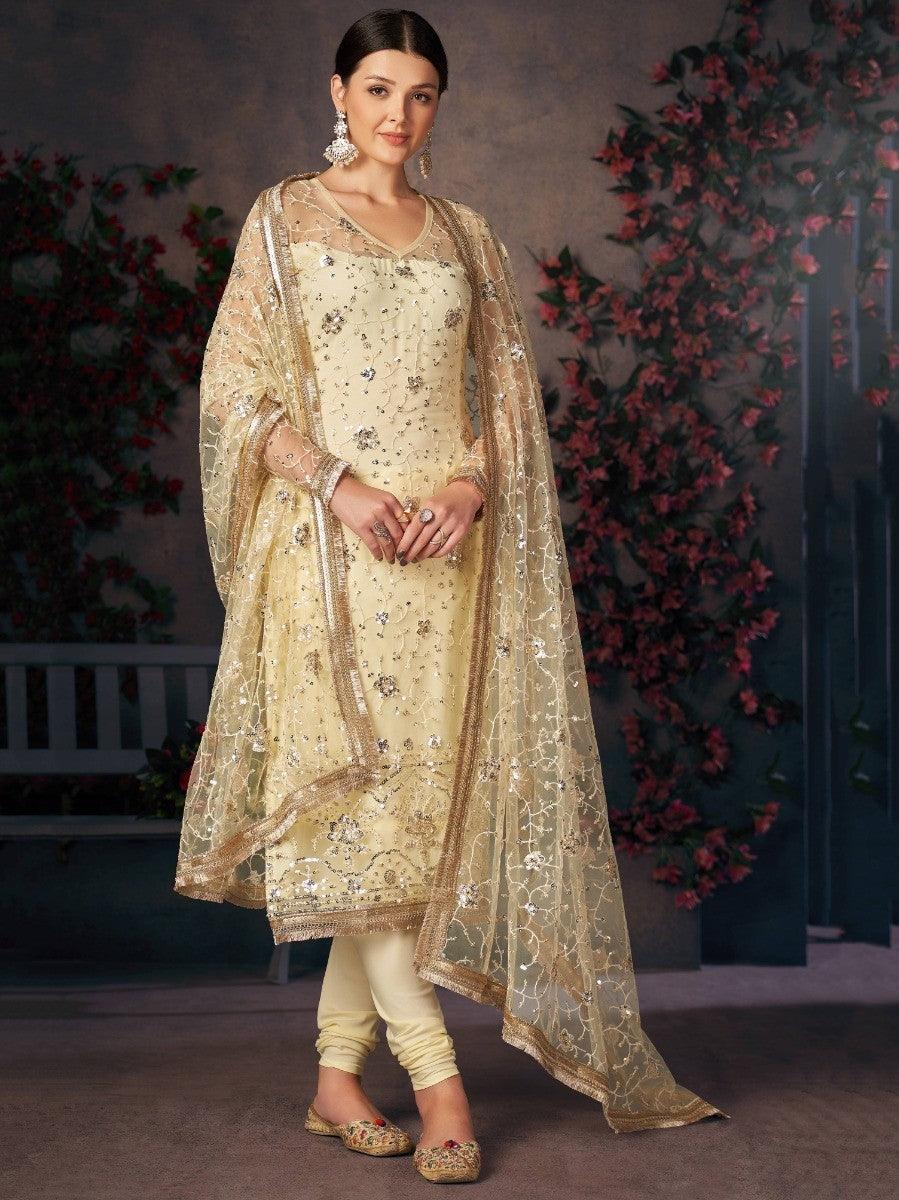 Precious Lemon Yellow Thread | Embroidery Readymade Salwaar Kameez Style Statement