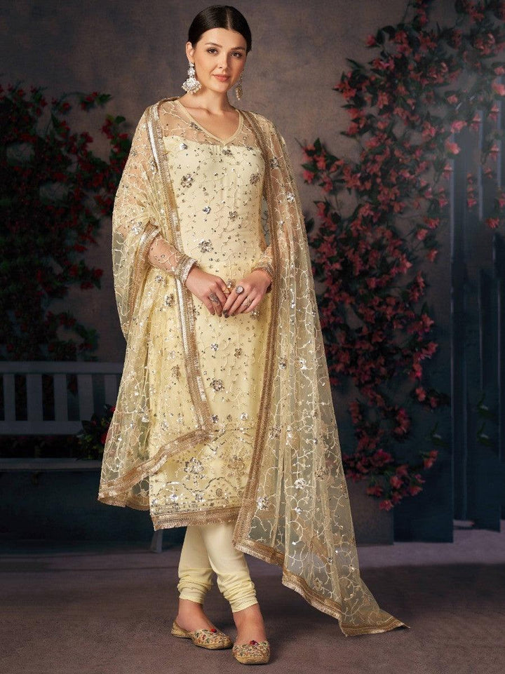 Precious Lemon Yellow Thread | Embroidery Readymade Salwaar Kameez Style Statement