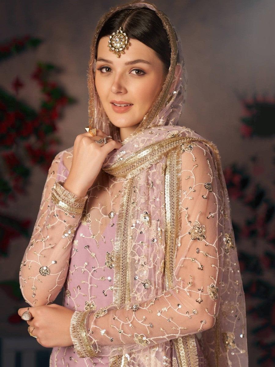 Lovely Light Lavender Thread | Embroidery Readymade Salwaar Kameez Signature Design