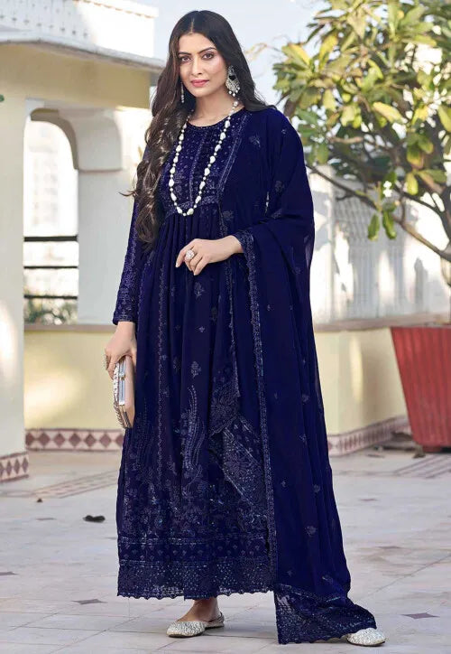 Designer Georgette Anarkali Suit | Heavy Embroidery with Dupatta