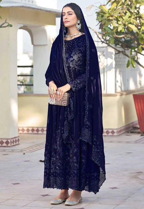 Designer Georgette Anarkali Suit | Heavy Embroidery with Dupatta