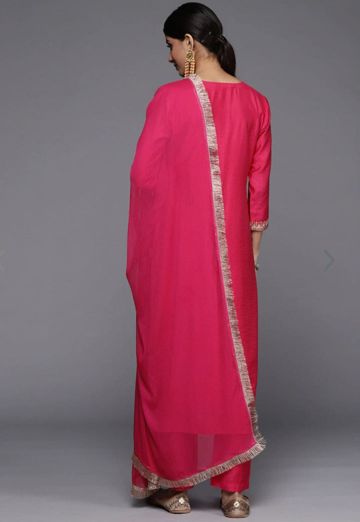 Ranipink Viscose Kurti Set | Thread Zari Embroidery Kurta Pant