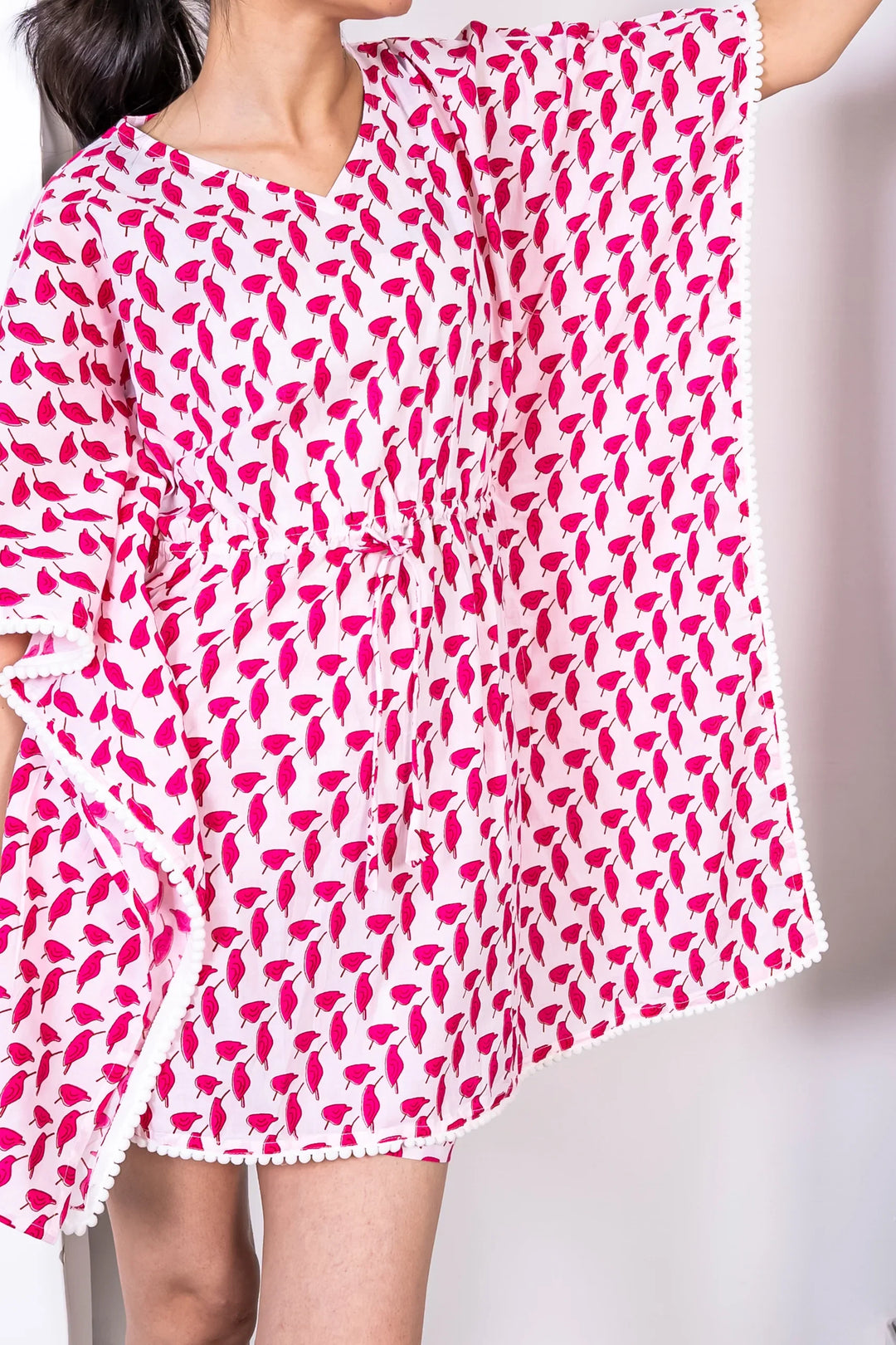 Stylish Holiday Wear: Matching Outfits for Mom and Daughter - White and Red Cotton Kaftan and Shorts Set