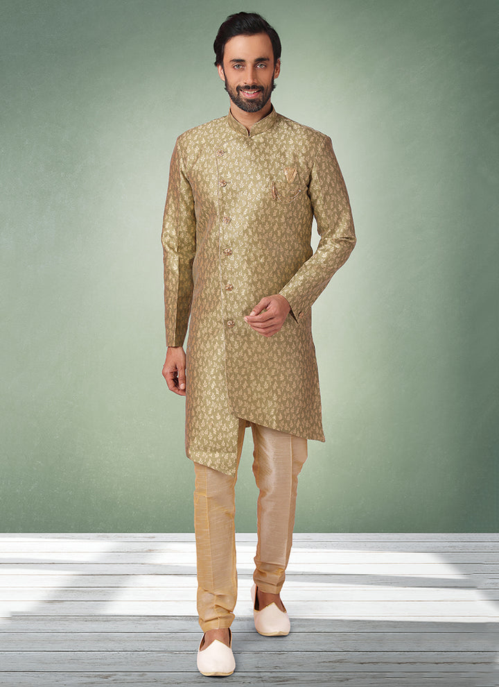 Modern Olive Indowestern Dress | Perfect Party Wear with a Traditional Touch