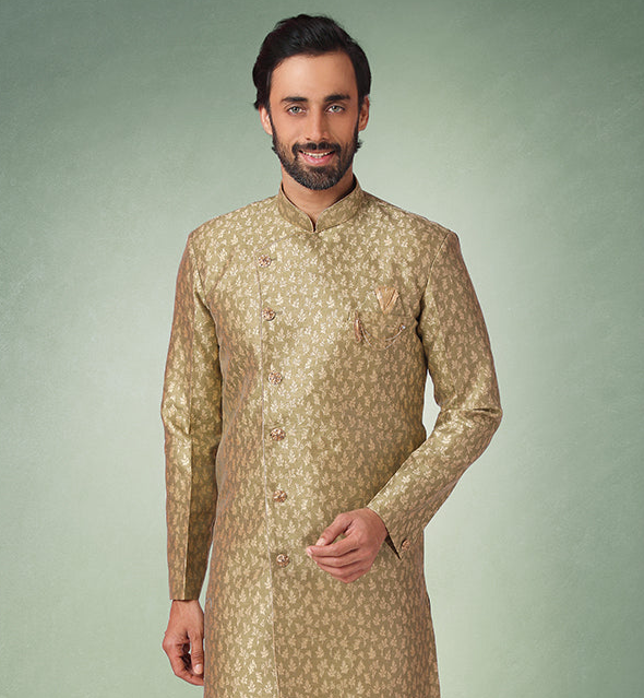 Modern Olive Indowestern Dress | Perfect Party Wear with a Traditional Touch