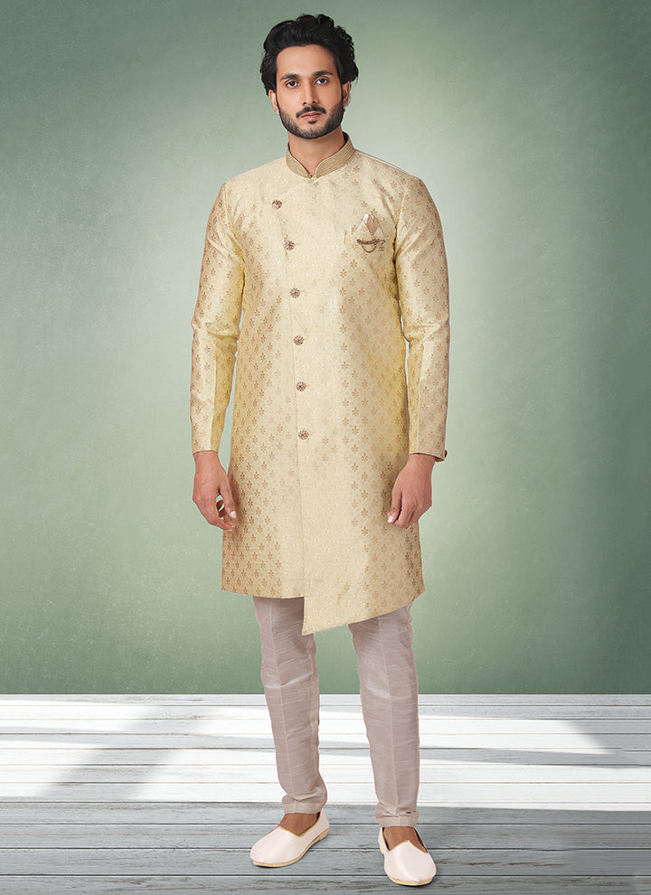 Luxurious Light Yellow Indowestern | Designer Outfit for Weddings