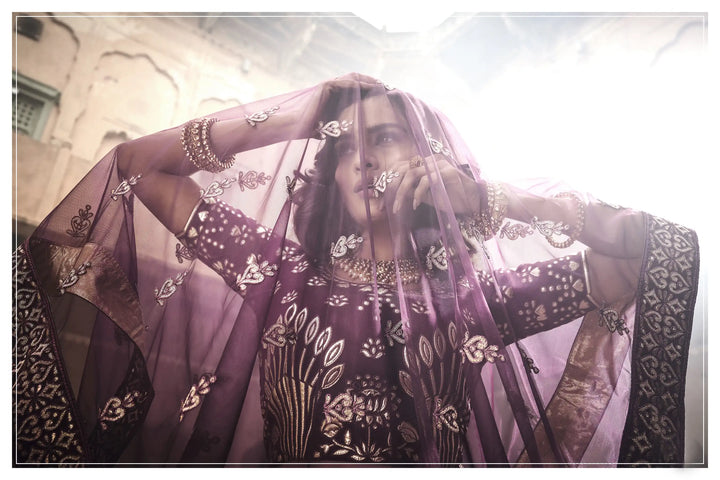 Exquisite Wine Lehenga | Organza Choli & Dupatta for Wedding Wear