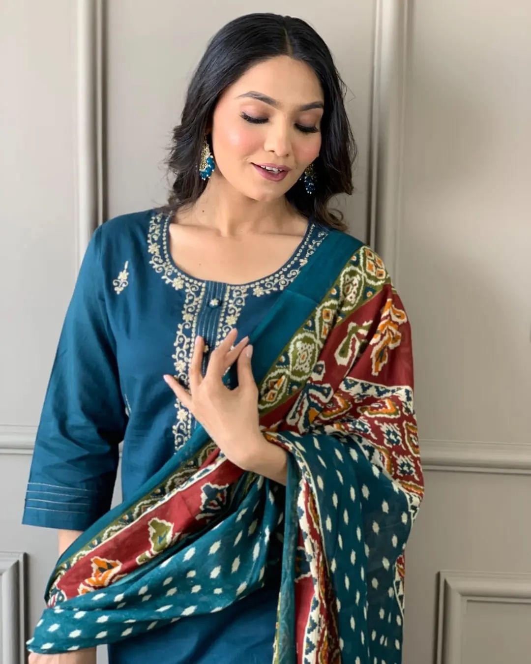 Teal Blue Kurta Set with Dupatta | Indian Kurta for Women