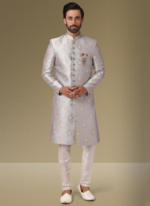 Elegant Light gray Indowestern Outfit | Luxurious Look for Weddings & Festive Events