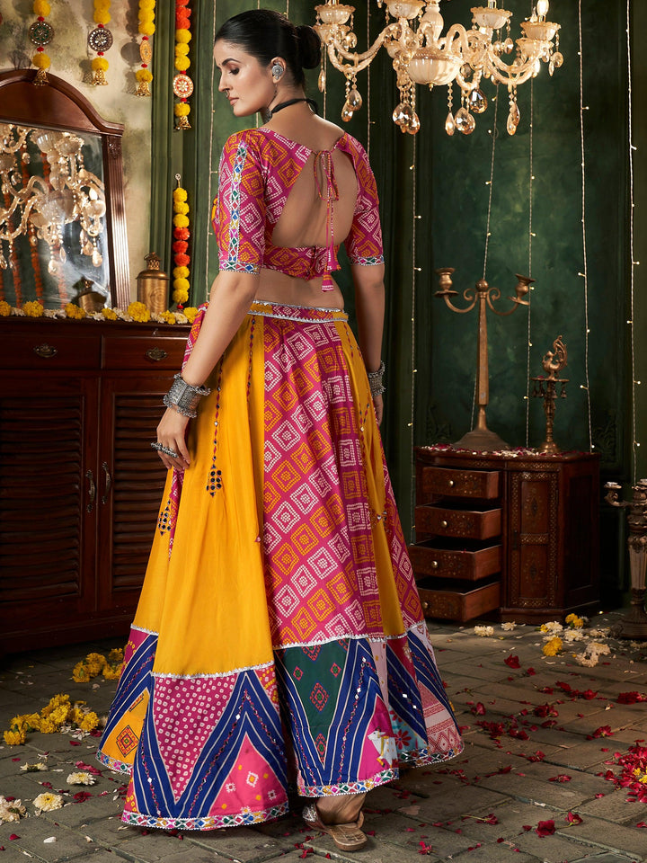 Beautiful Yellow Cotton Navratri Wear Lehenga Choli With Dupatta