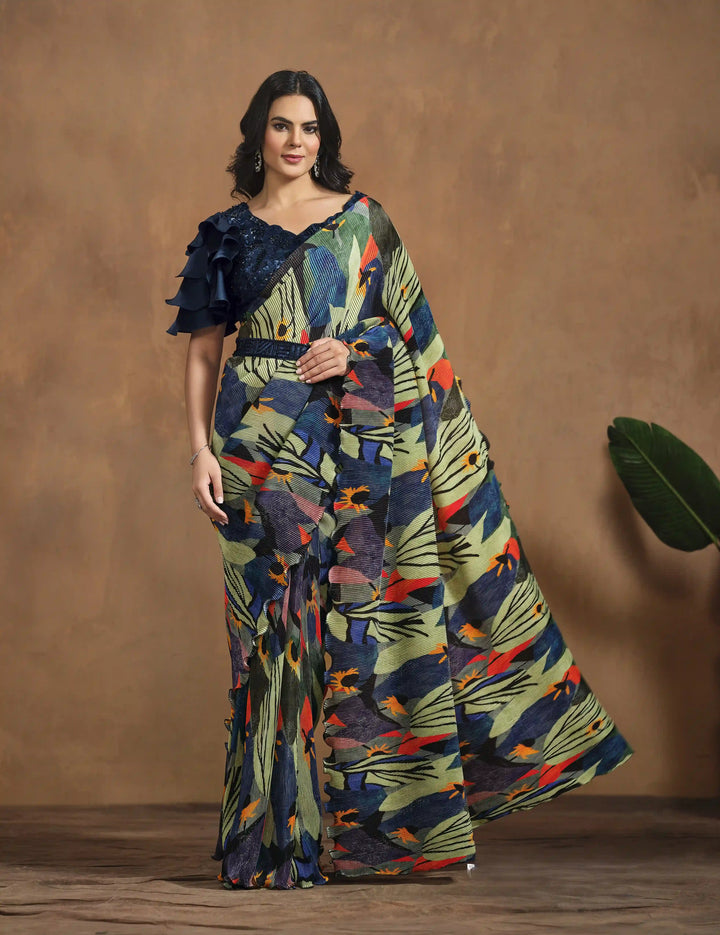 Eye-Catching Pista Green Silk Saree with Premium Work Design