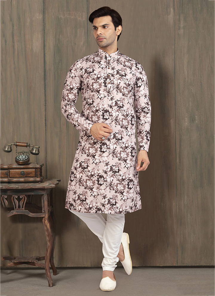 Traditional Cotton Kurta Pajama Light Pink | Festive & Wedding Attire