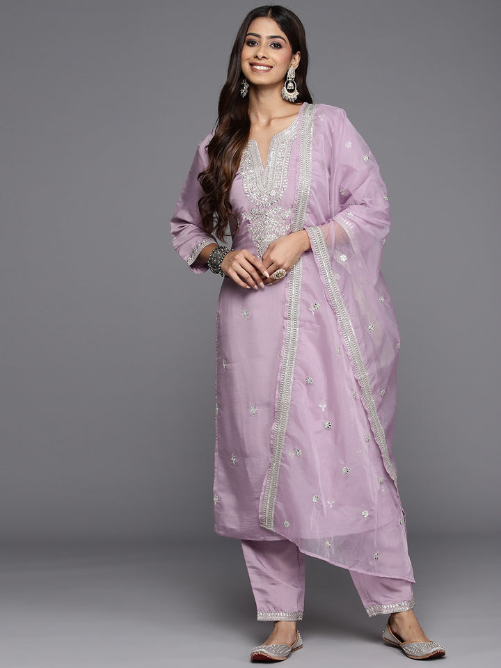 Elegant Viscose Chanderi Kurta Set | Heavy Embroidered Work with Organza Dupatta