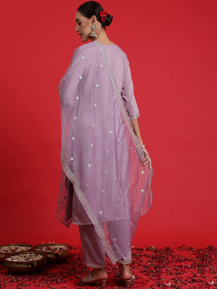 Elegant Viscose Chanderi Kurta Set | Heavy Embroidered Work with Organza Dupatta