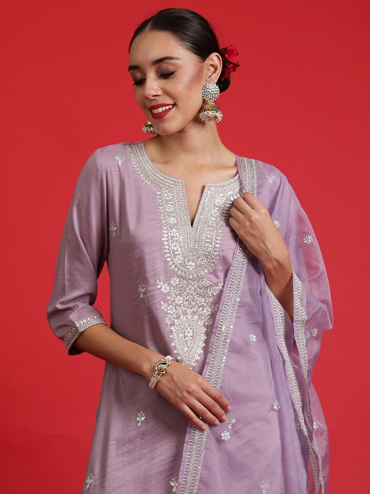 Elegant Viscose Chanderi Kurta Set | Heavy Embroidered Work with Organza Dupatta