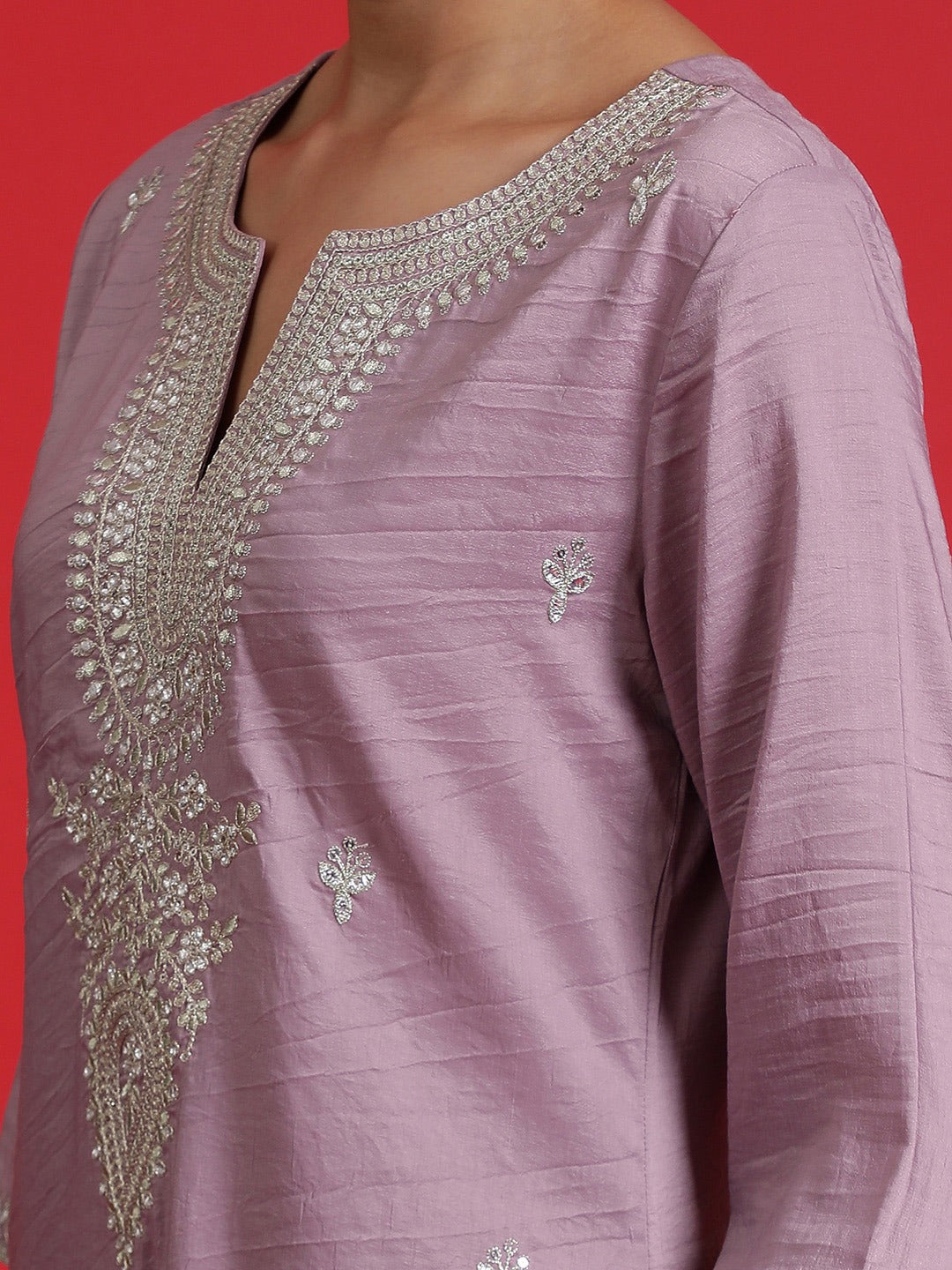 Elegant Viscose Chanderi Kurta Set | Heavy Embroidered Work with Organza Dupatta