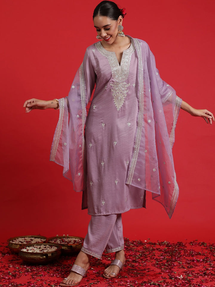 Elegant Viscose Chanderi Kurta Set | Heavy Embroidered Work with Organza Dupatta