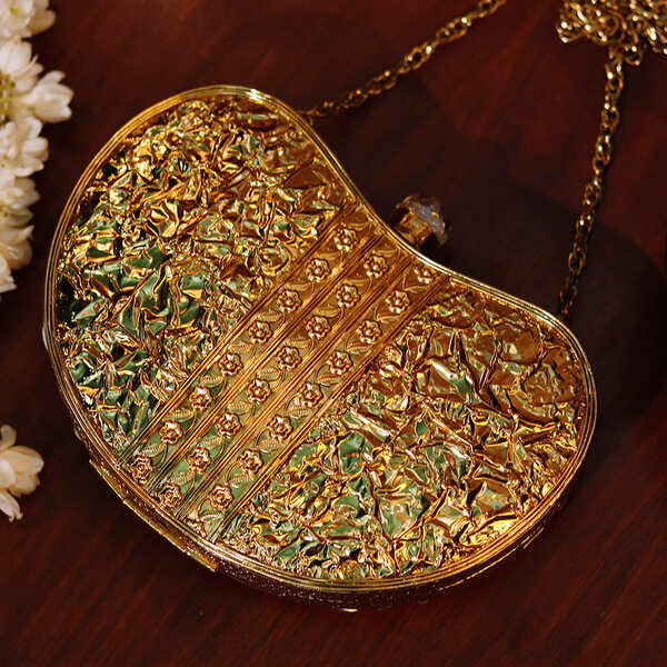 Seher Embellished Brass Clutch | Luxe Gold Handcrafted Evening Bag