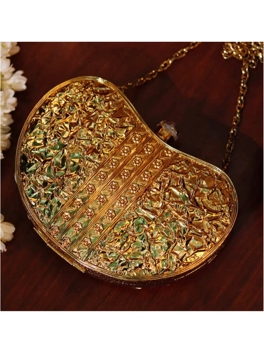 Seher Embellished Brass Clutch | Luxe Gold Handcrafted Evening Bag