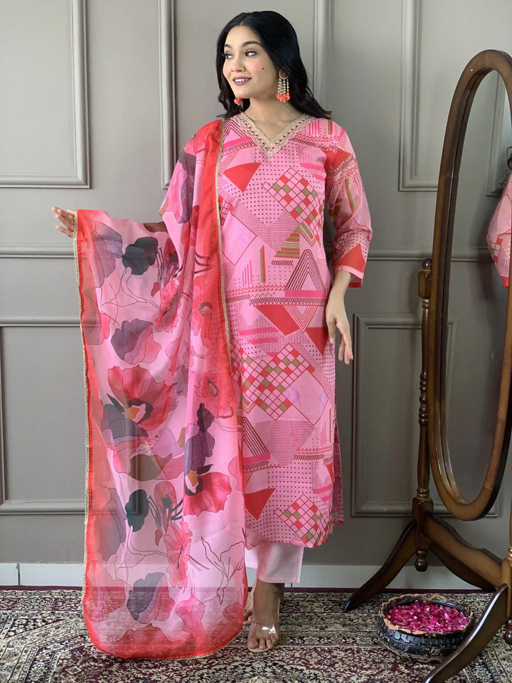 Indian Pink Kurta Set | Embroidered Outfit for Special Occasions