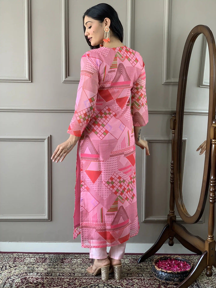 Indian Pink Kurta Set | Embroidered Outfit for Special Occasions