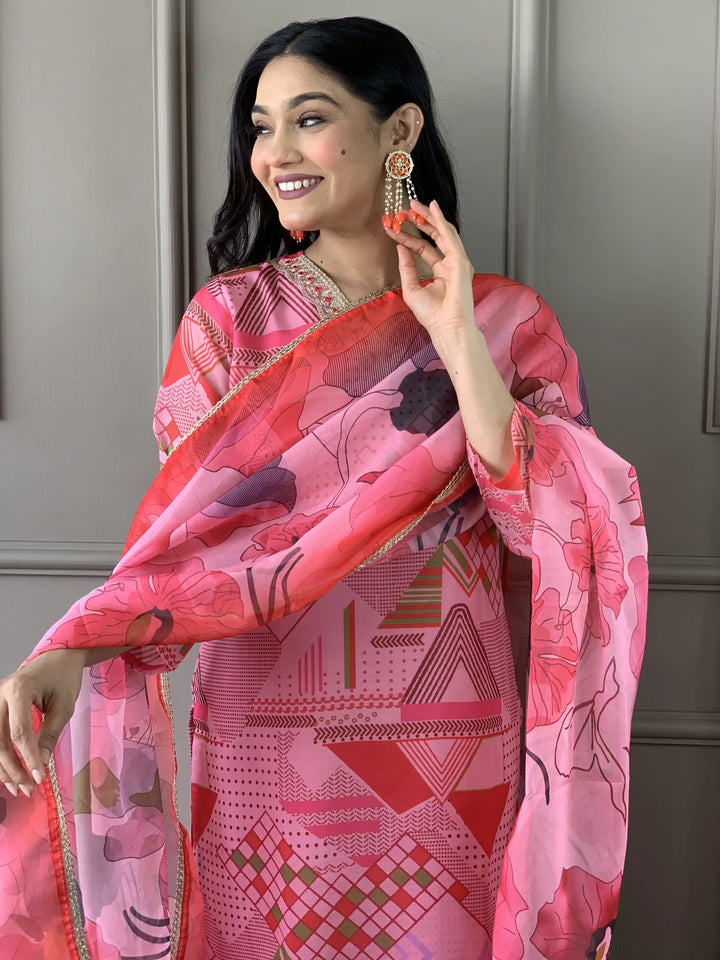 Indian Pink Kurta Set | Embroidered Outfit for Special Occasions