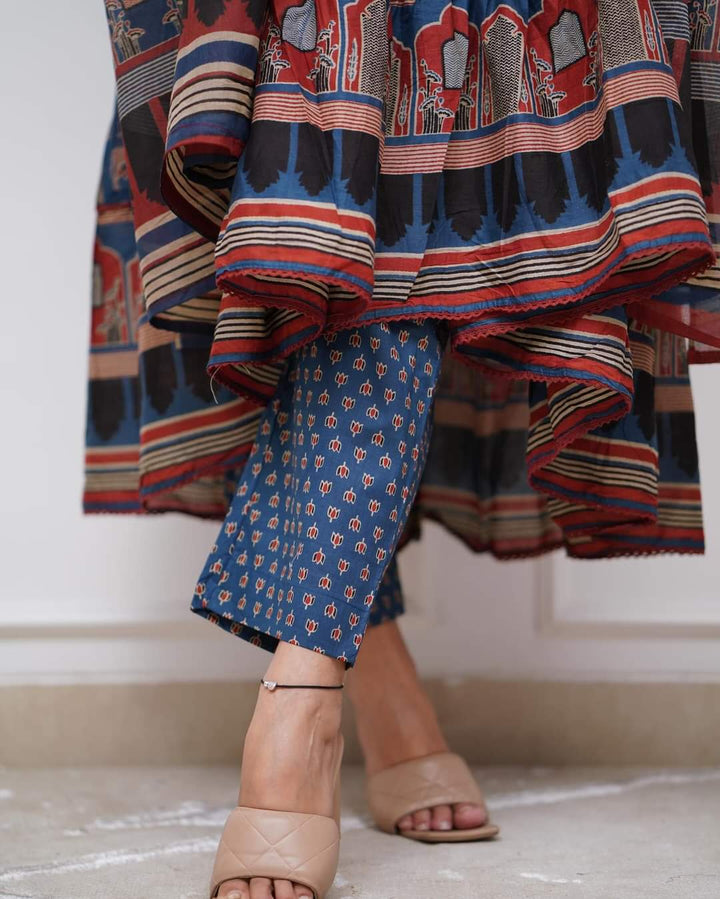 Charming Cotton Kurta Set | Printed Design with Thread Work & Dupatta