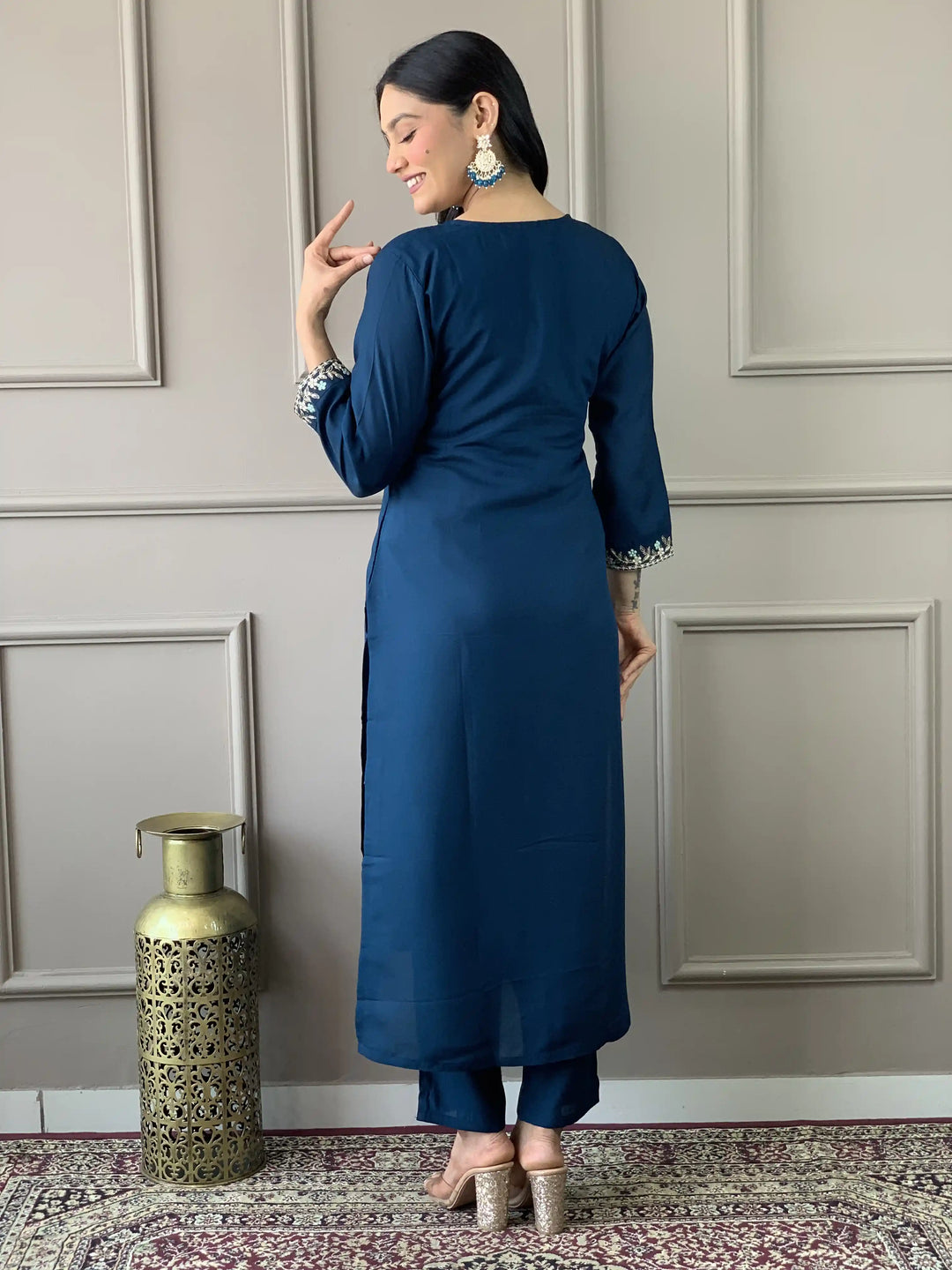 Viscose Chanderi Salwar Kameez | Elegant Embroidered Festive Wear