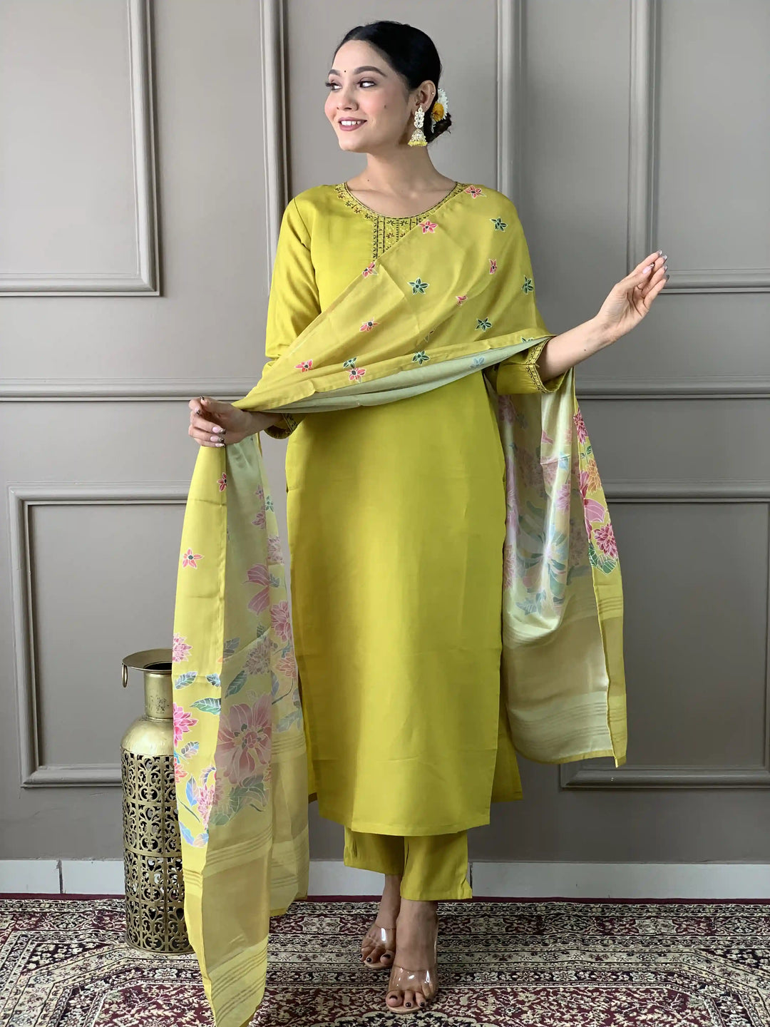 Viscose Chanderi Salwar Kameez | Designer Embroidery Work Ethnic Wear