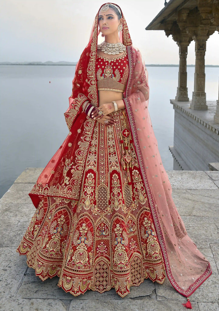 Maroon Bridal Silk Lehenga Choli | Heavy Thread, Zari & Sequins Work