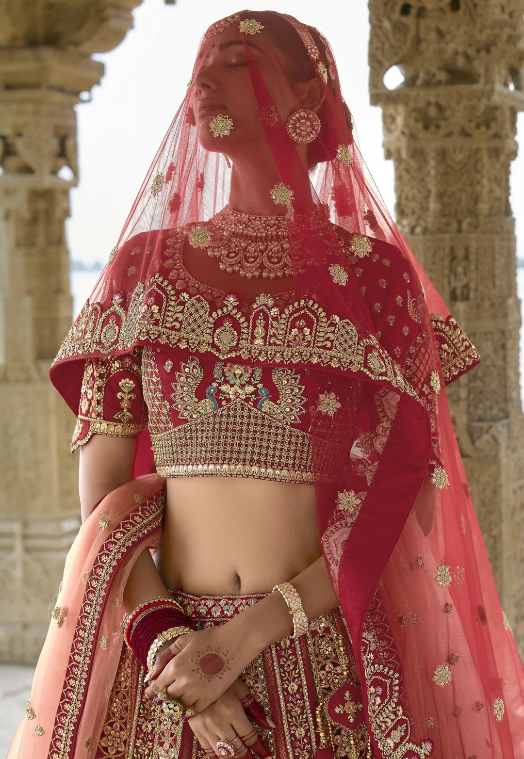 Maroon Bridal Silk Lehenga Choli | Heavy Thread, Zari & Sequins Work