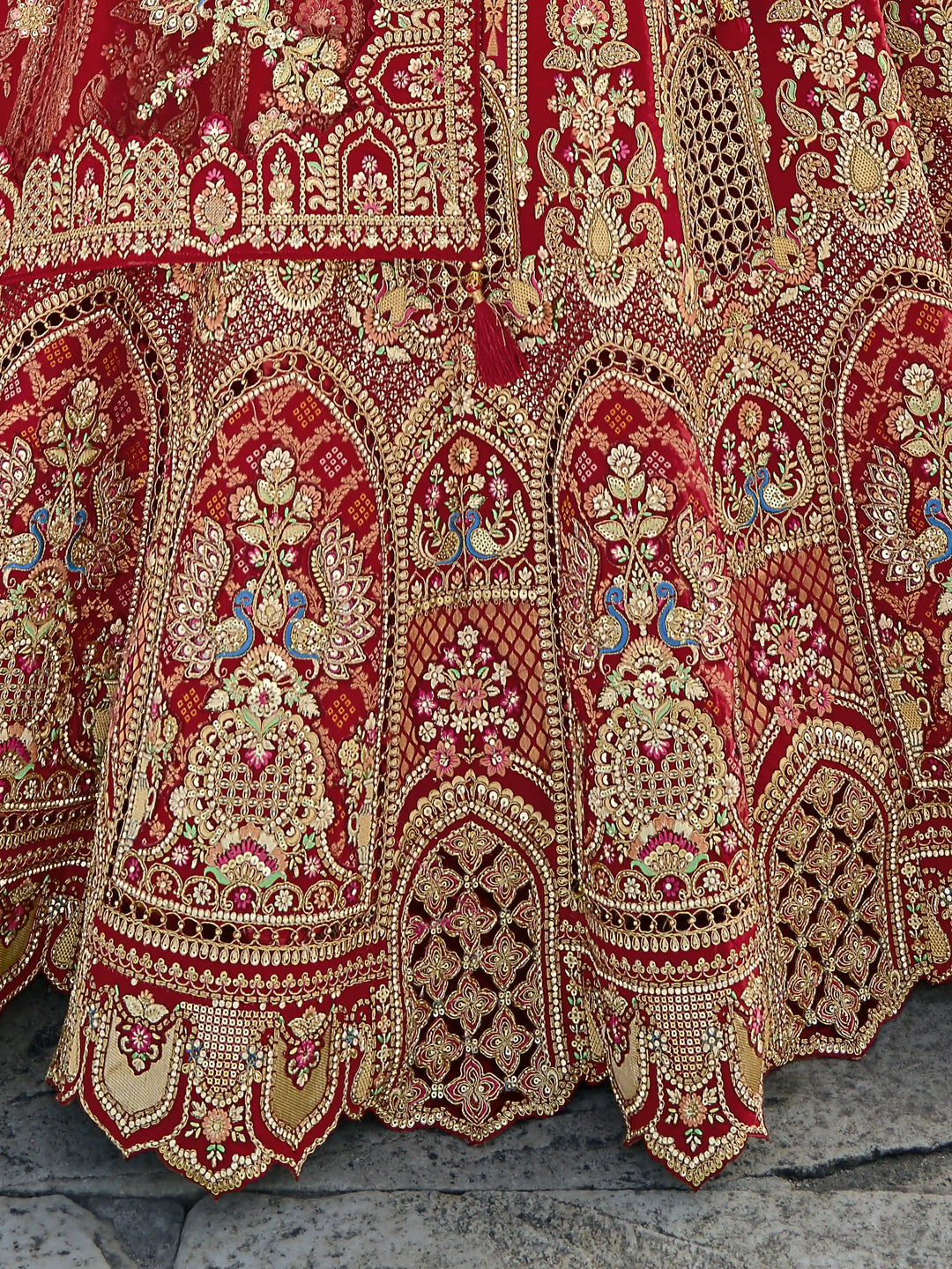 Maroon Bridal Silk Lehenga Choli | Heavy Thread, Zari & Sequins Work