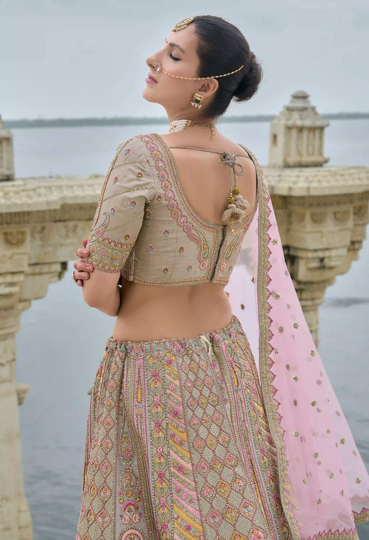 Multicolor Bridal Silk Lehenga Choli | Heavy Thread, Zari & Sequins Work