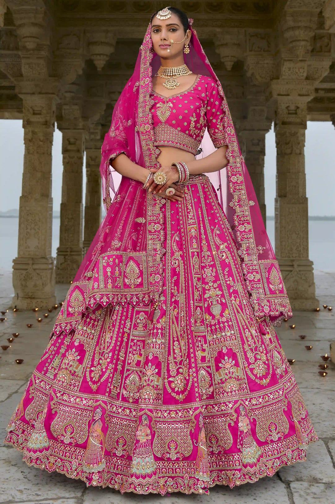 Elegant Bridal Silk Lehenga Choli | Art Silk with Zari & Sequins Work