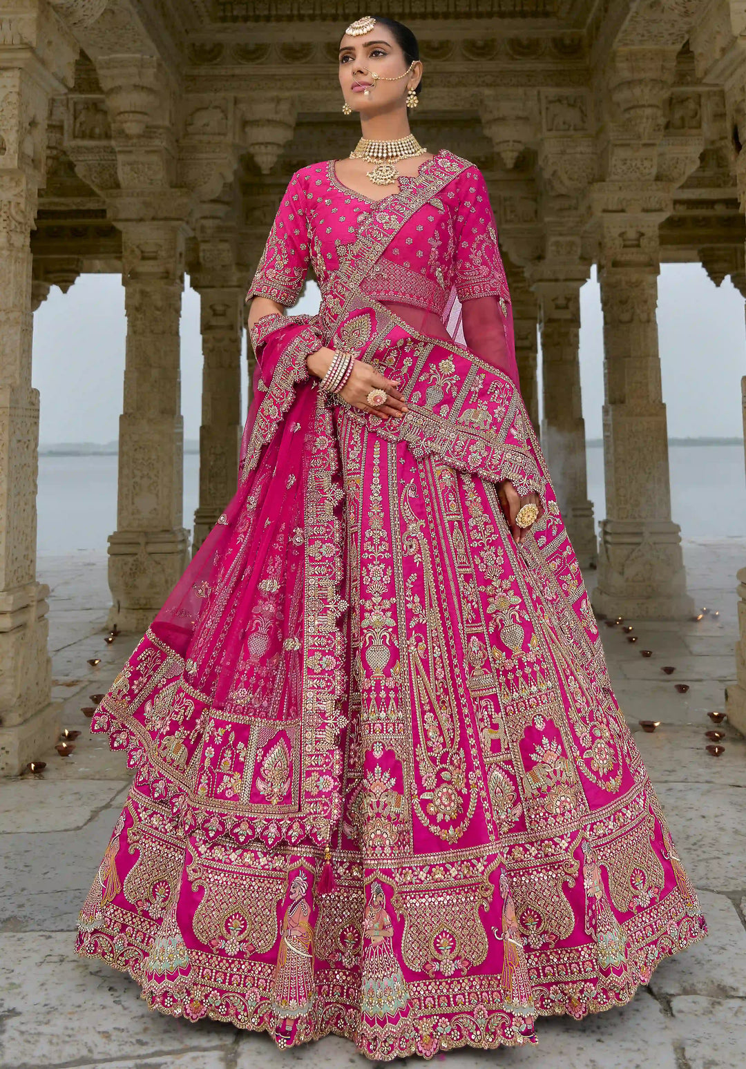 Elegant Bridal Silk Lehenga Choli | Art Silk with Zari & Sequins Work
