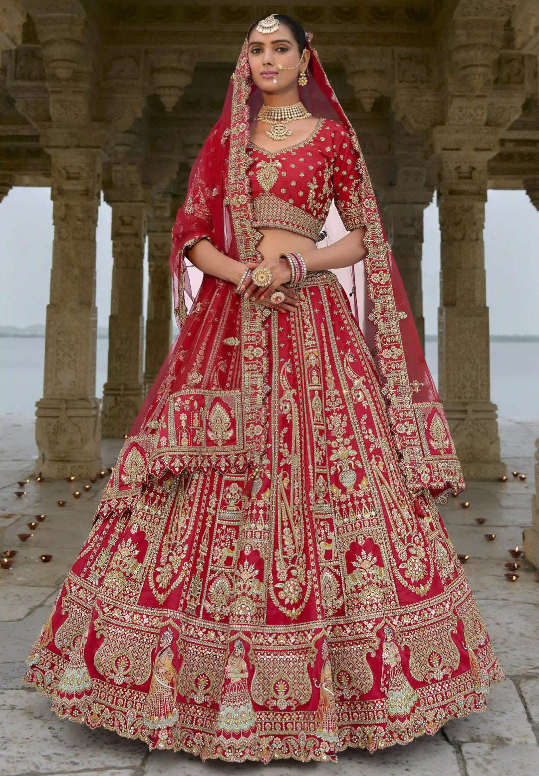 Elegant Bridal Silk Lehenga Choli | Art Silk with Zari & Sequins Work