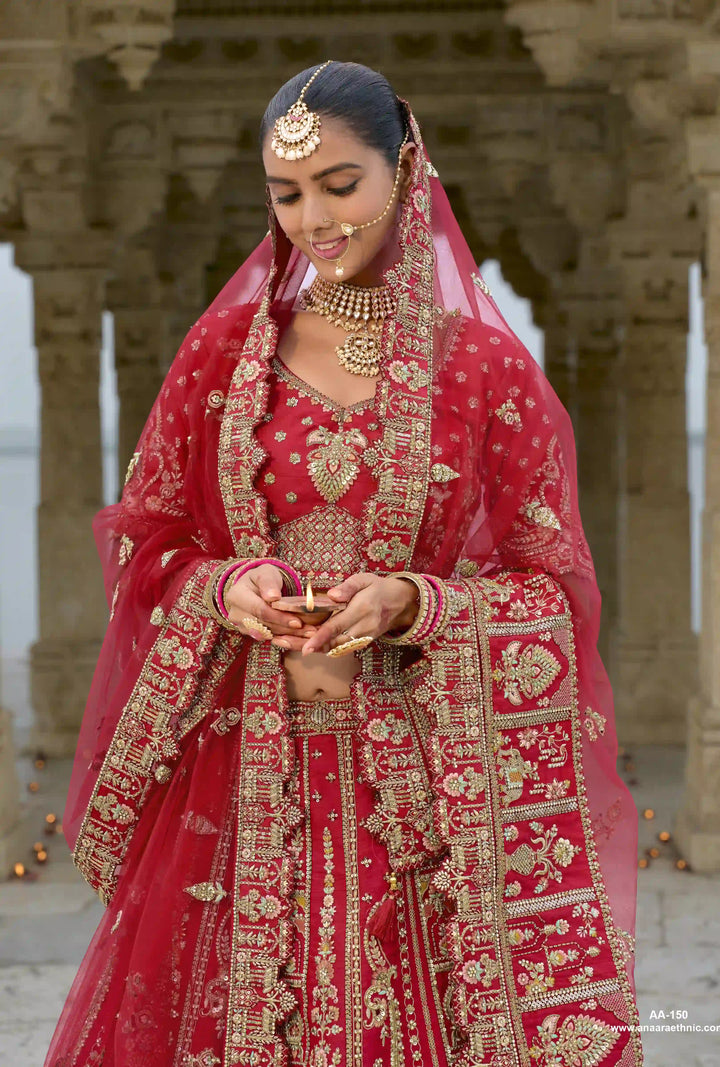 Elegant Bridal Silk Lehenga Choli | Art Silk with Zari & Sequins Work