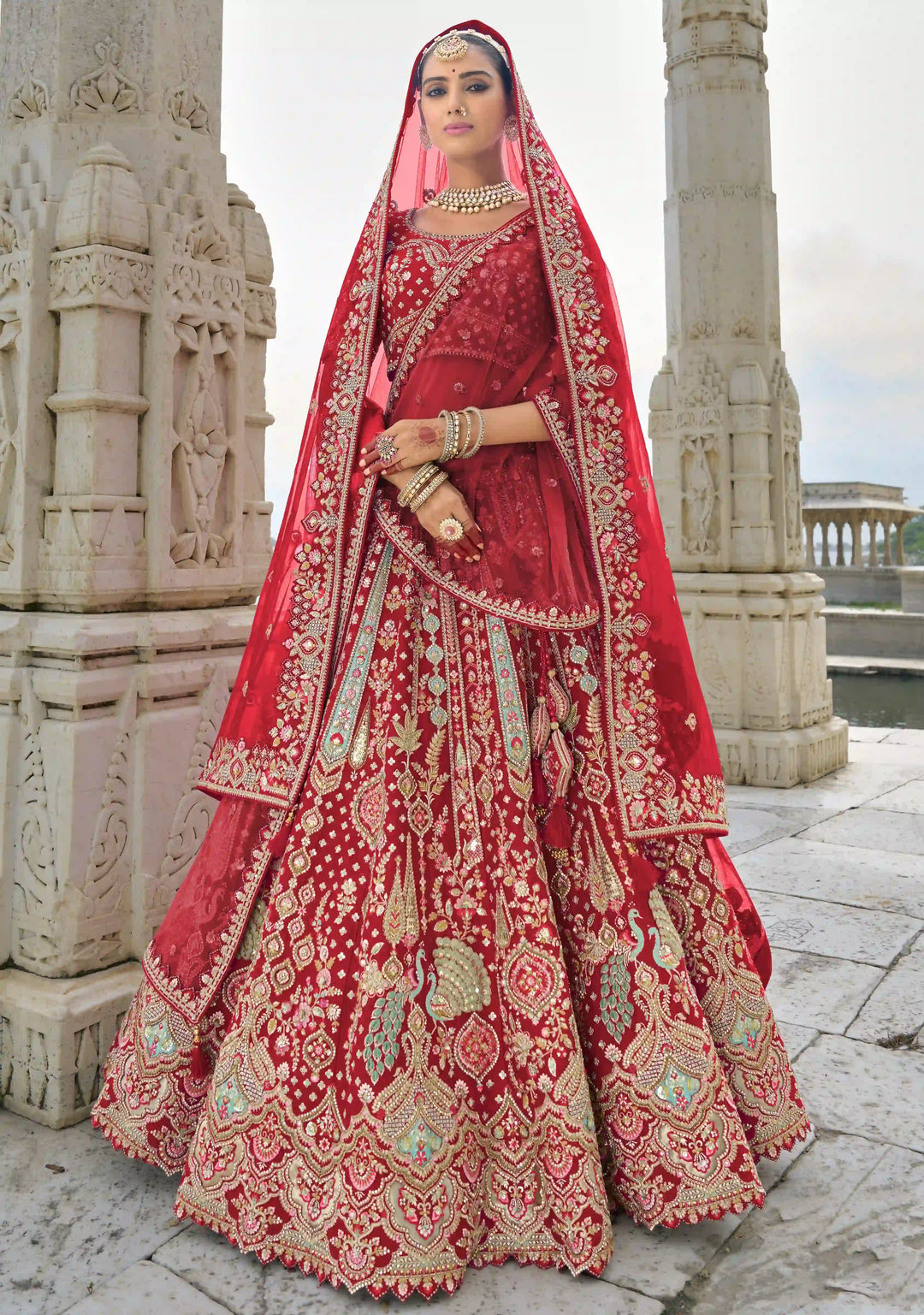 Maroon Bridal Lehenga Choli | Silk & Art Silk with Zari & Sequins Work