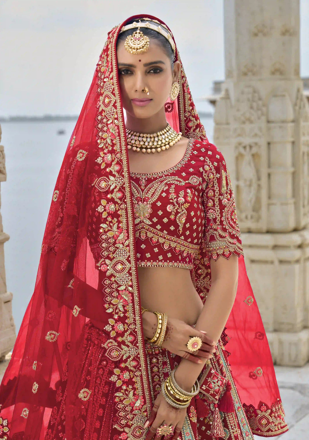 Maroon Bridal Lehenga Choli | Silk & Art Silk with Zari & Sequins Work
